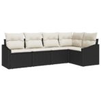 Sofa Set mit Kissen 5 pcs Schwarz Poly Rattan – Bild 2