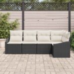 Sofa Set mit Kissen 5 pcs Schwarz Poly Rattan – Bild 3