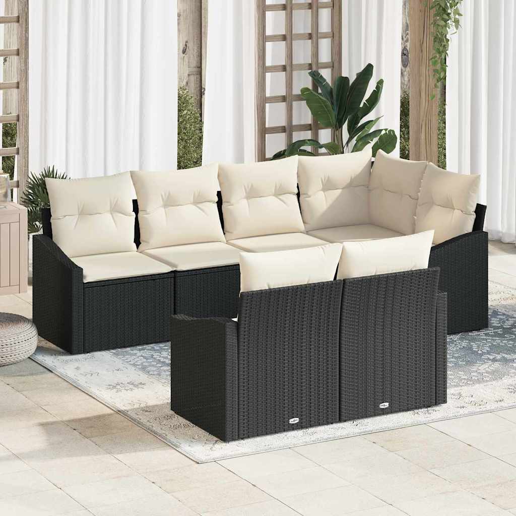 3346757_1.jpg Sofa Set mit Kissen 7 pcs Schwarz Poly Rattan – Bild 1