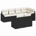 Sofa Set mit Kissen 7 pcs Schwarz Poly Rattan – Bild 2