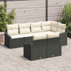 Sofa Set mit Kissen 7 pcs Schwarz Poly Rattan – Bild 3