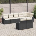 Sofa Set mit Kissen 8 pcs Schwarz Poly-Rattan