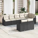 Sofa Set mit Kissen 8 pcs Schwarz Poly-Rattan – Bild 3