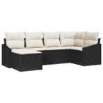 Sofa Set mit Kissen 6 pcs Schwarz Poly Rattan – Bild 2