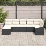 Sofa Set mit Kissen 7 pcs Schwarz Poly Rattan – Bild 3