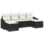 Sofa Set mit Kissen 6 pcs Schwarz Poly Rattan – Bild 2
