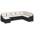 Sofa Set mit Kissen 8 pcs Schwarz Poly-Rattan – Bild 2