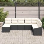 Sofa Set mit Kissen 8 pcs Schwarz Poly-Rattan – Bild 3