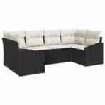 Sofa Set mit Kissen 6 pcs Schwarz Poly Rattan – Bild 2