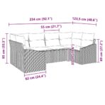 Sofa Set mit Kissen 6 pcs Schwarz Poly Rattan – Bild 8