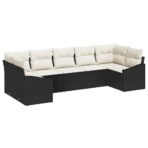 Sofa Set mit Kissen 7 pcs Schwarz Poly Rattan – Bild 2