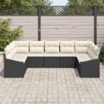 Sofa Set mit Kissen 9 pcs Schwarz Poly Rattan – Bild 3
