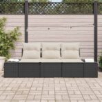 Sofa Set mit Kissen 3 pcs Schwarz Poly-Rattan – Bild 3