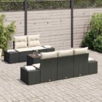 Sofa Set mit Kissen Schwarz Poly Rattan – Bild 3