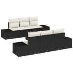 Sofa Set mit Kissen 7 pcs Schwarz Poly Rattan – Bild 2