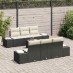 Sofa Set mit Kissen 7 pcs Schwarz Poly Rattan – Bild 3