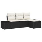 Sofa Set mit Kissen 4 pcs Schwarz Poly Rattan – Bild 2