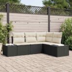 Gartensofa-set 4 pcs Schwarz Poly-Rattan
