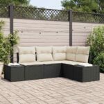 Gartensofa-set 4 pcs Schwarz Poly-Rattan