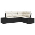 Gartensofa-set 4 pcs Schwarz Poly-Rattan – Bild 2
