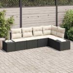 Gartensofa-set 5 pcs Schwarz Poly-Rattan