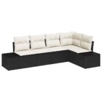 Gartensofa-set 5 pcs Schwarz Poly-Rattan – Bild 2