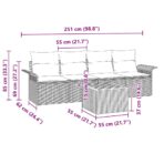 Gartensofa-set mit Kissen 5 pcs Schwarz Poly-Rattan – Bild 8