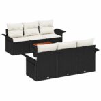 Gartensofa-set mit Kissen 7 pcs Schwarz Poly-Rattan – Bild 2