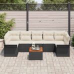 Gartensofa-set mit Kissen 8 pcs Schwarz Poly-Rattan – Bild 3