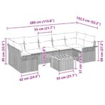 Gartensofa-set mit Kissen 8 pcs Schwarz Poly-Rattan – Bild 9