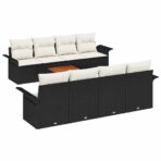 Gartensofa-set mit Kissen 9 pcs Schwarz Poly-Rattan – Bild 2