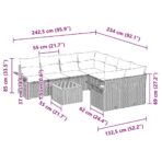 Gartensofa-set mit Kissen 9 pcs Schwarz Poly-Rattan – Bild 9