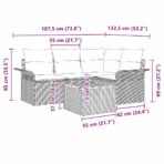 Gartensofa-set mit Kissen 5 pcs Schwarz Poly-Rattan – Bild 9