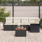 Gartensofa-set mit Kissen 6 pcs Schwarz Poly-Rattan – Bild 3