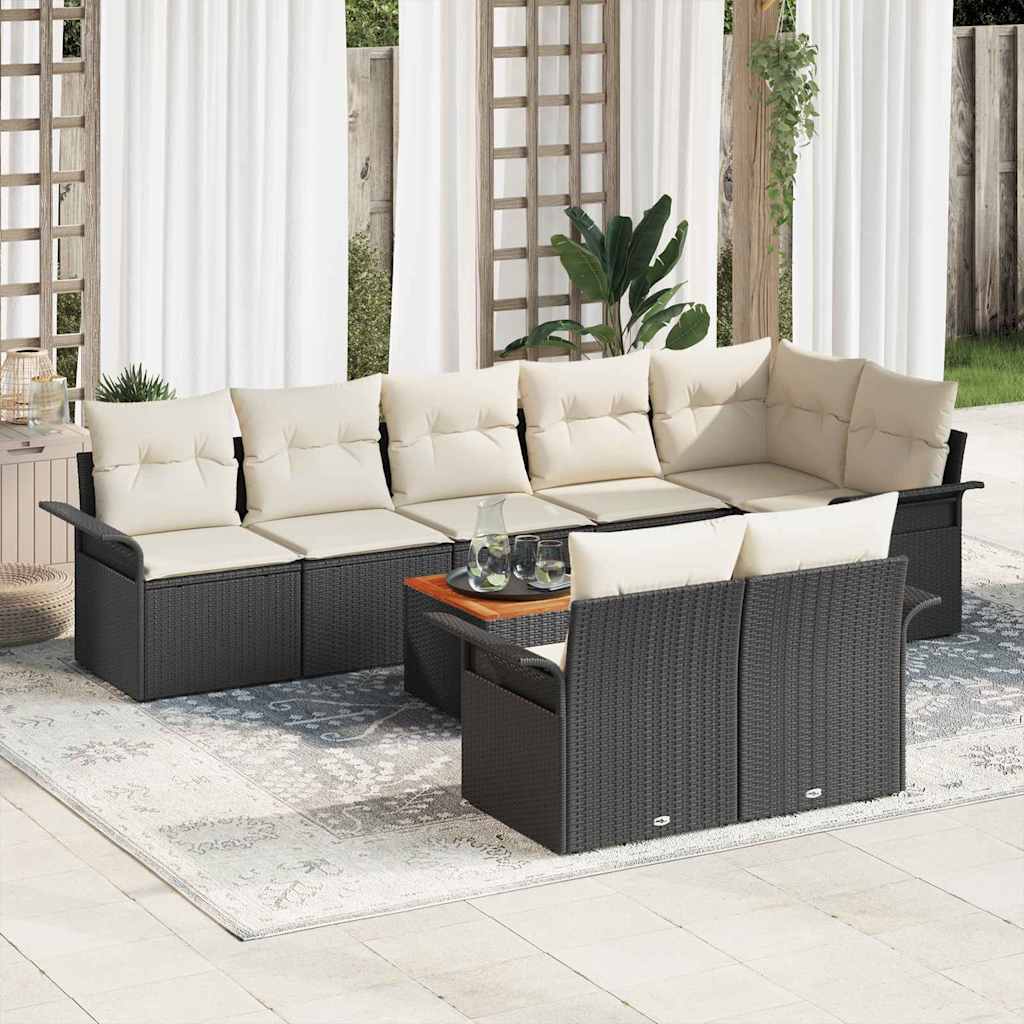 3347341_1.jpg Gartensofa-set mit Kissen 9 pcs Schwarz Poly-Rattan – Bild 1
