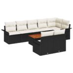 Gartensofa-set mit Kissen 9 pcs Schwarz Poly-Rattan – Bild 2