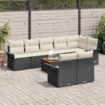 Gartensofa-set mit Kissen 9 pcs Schwarz Poly-Rattan – Bild 3