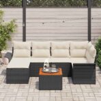 Gartensofa-set mit Kissen 7 pcs Schwarz Poly-Rattan – Bild 3