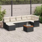Gartensofa-set mit Kissen 8 pcs Schwarz Poly-Rattan