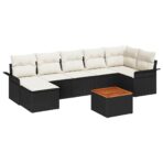 Gartensofa-set mit Kissen 8 pcs Schwarz Poly-Rattan – Bild 2
