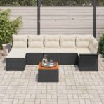 Gartensofa-set mit Kissen 8 pcs Schwarz Poly-Rattan – Bild 3