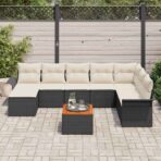 Gartensofa-set mit Kissen 9 pcs Schwarz Poly-Rattan – Bild 3