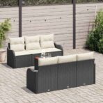 Gartensofa-set mit Kissen 7 pcs Schwarz Poly-Rattan – Bild 3