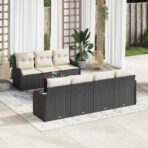 Gartensofa-set mit Kissen 8 pcs Schwarz Poly-Rattan