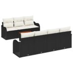 Gartensofa-set mit Kissen 8 pcs Schwarz Poly-Rattan – Bild 2
