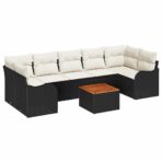 Gartensofa-set mit Kissen 8 pcs Schwarz Poly-Rattan – Bild 2