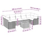 Gartensofa-set mit Kissen 8 pcs Schwarz Poly-Rattan – Bild 9