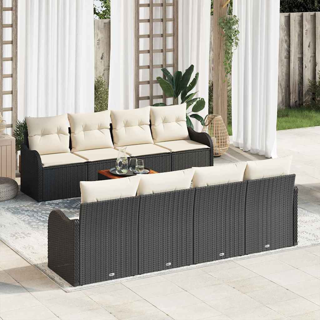 3347425_1.jpg Gartensofa-set mit Kissen 9 pcs Schwarz Poly-Rattan – Bild 1