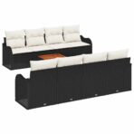 Gartensofa-set mit Kissen 9 pcs Schwarz Poly-Rattan – Bild 2