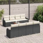 Gartensofa-set mit Kissen 9 pcs Schwarz Poly-Rattan – Bild 3